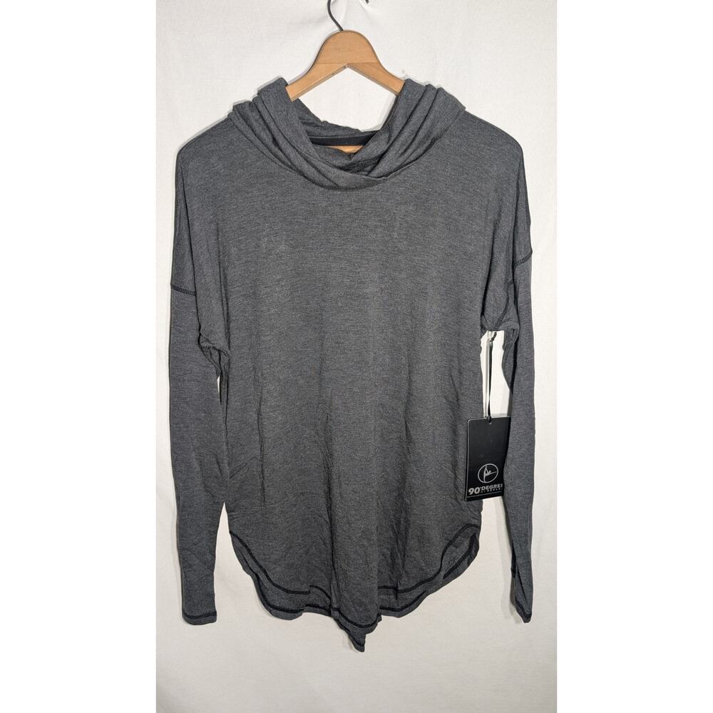 90 Degree By Reflex Womens Prove Them Wrong Gray Cowl Neck Shirt‎ Sz XL Comfort